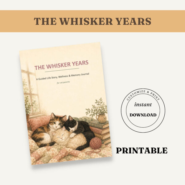 The Whisker Years printable cat keepsake journal, mockup 1